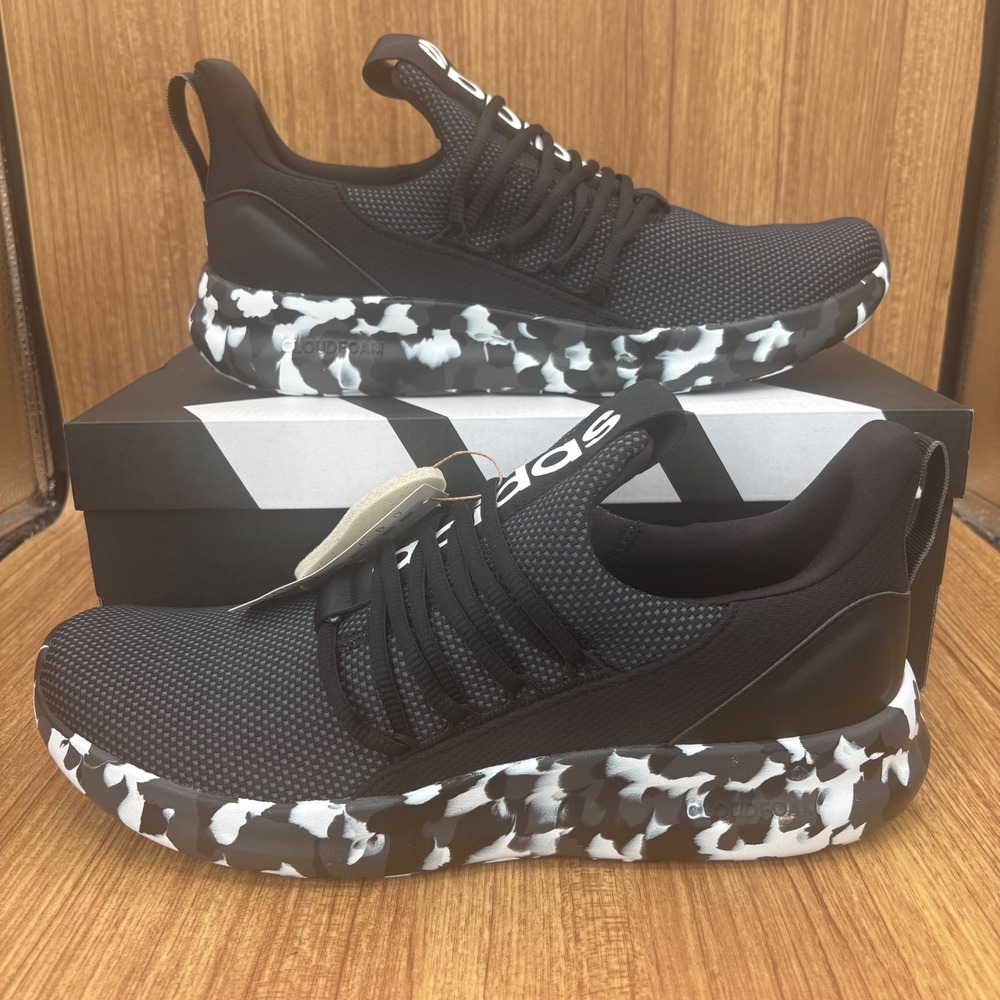 New Adidas Lite Racer Adapt 7.0 Mens 11.5 Black Camo Cloudfoam Sneakers JS0045